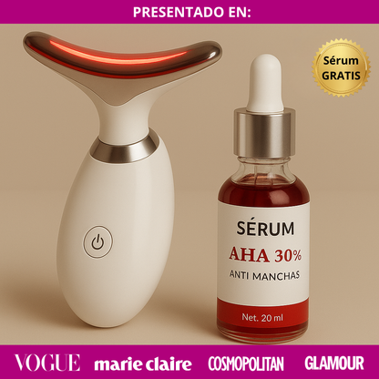 Pack Premium - Masajeador Facial y de Cuello con Terapia Led "Lumivelle"™ + Sérum (GRATIS) Anti Manchas Colágeno™